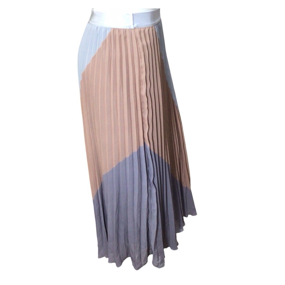 Elegant Colorblock Pleated Skirt - Picture 2 of 4